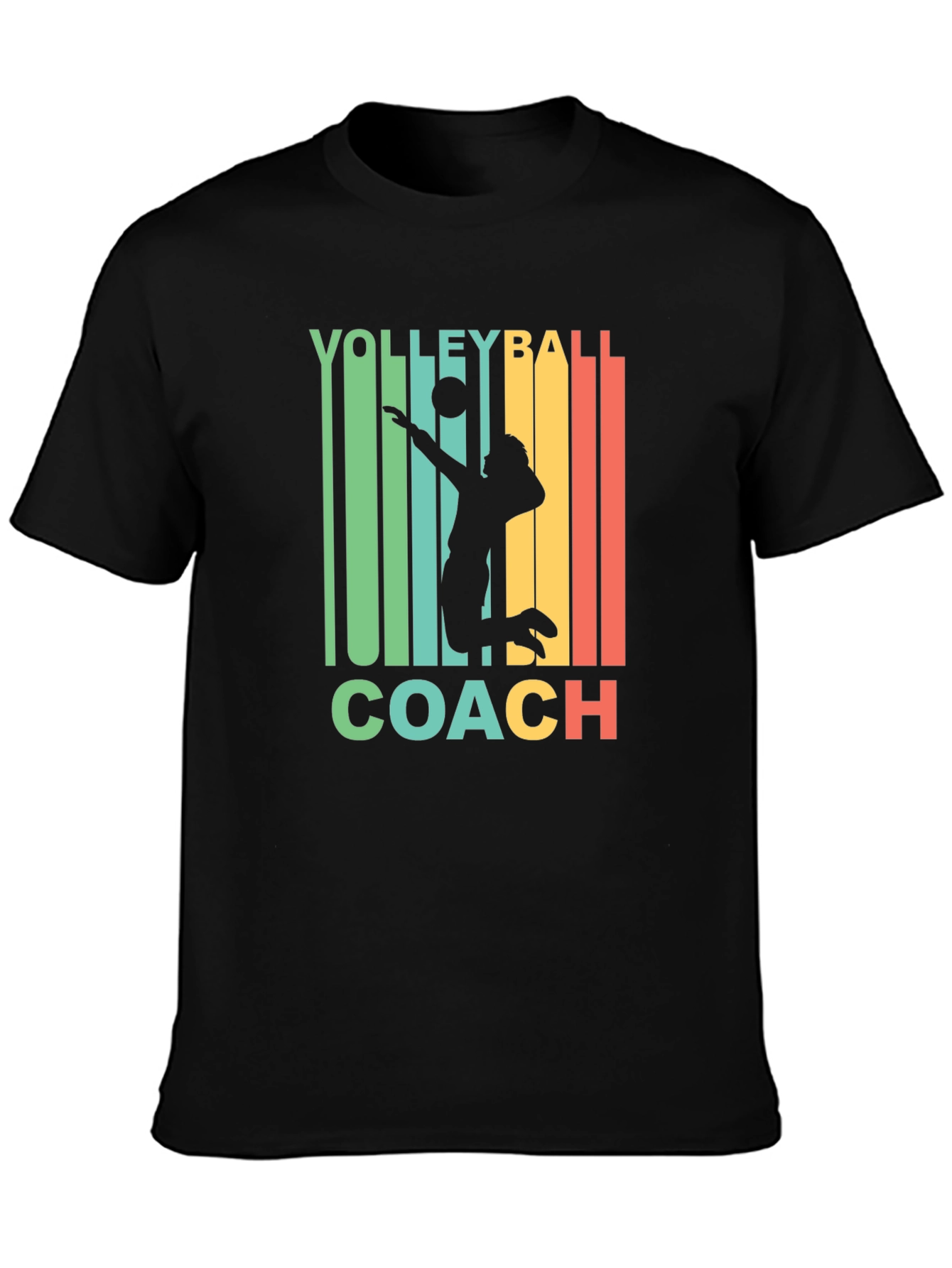 Black Volleyball Coach Retro T-Shirt  view 3