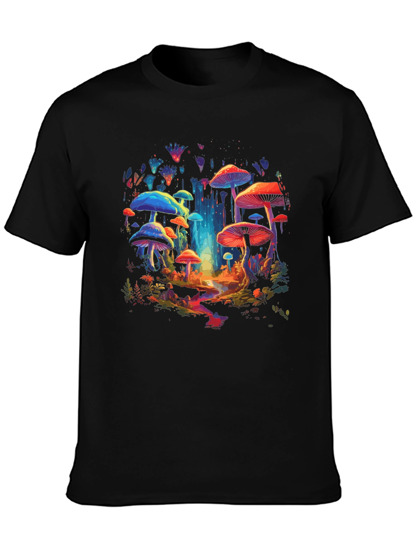 Black Psychedelic Mushroom T-Shirt - Vibrant Graphic Tee view 3