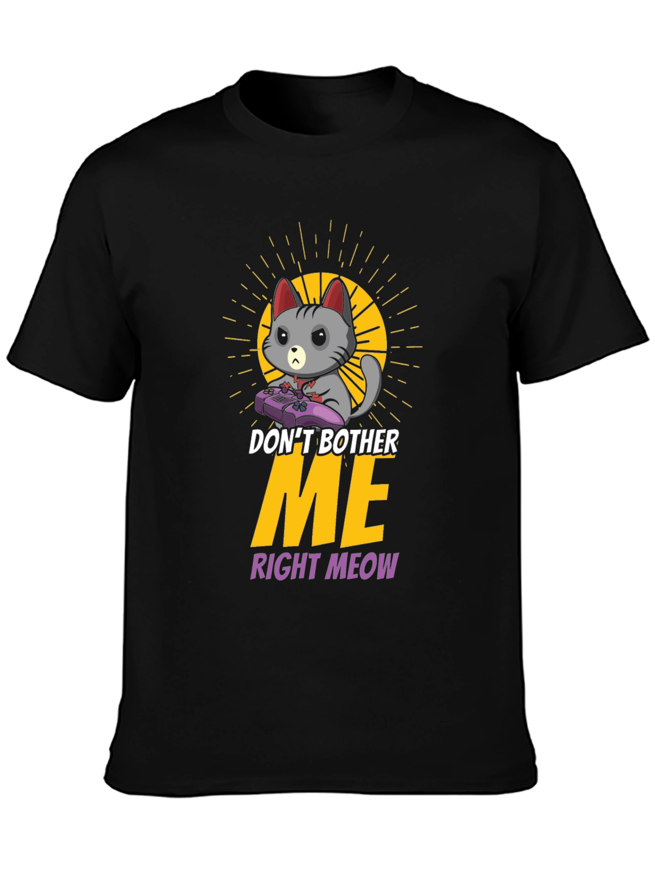 Black Don't Bother Me Gaming Cat T-Shirt view 3