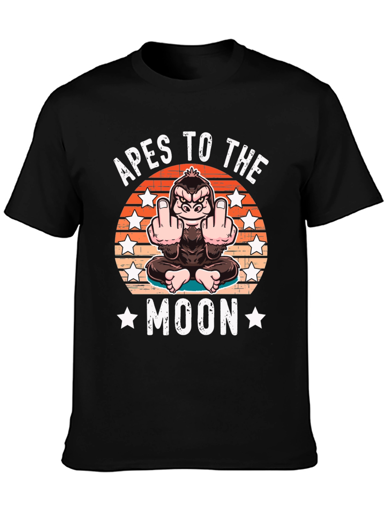 Black Apes to the Moon Funny Graphic T-Shirt view 3
