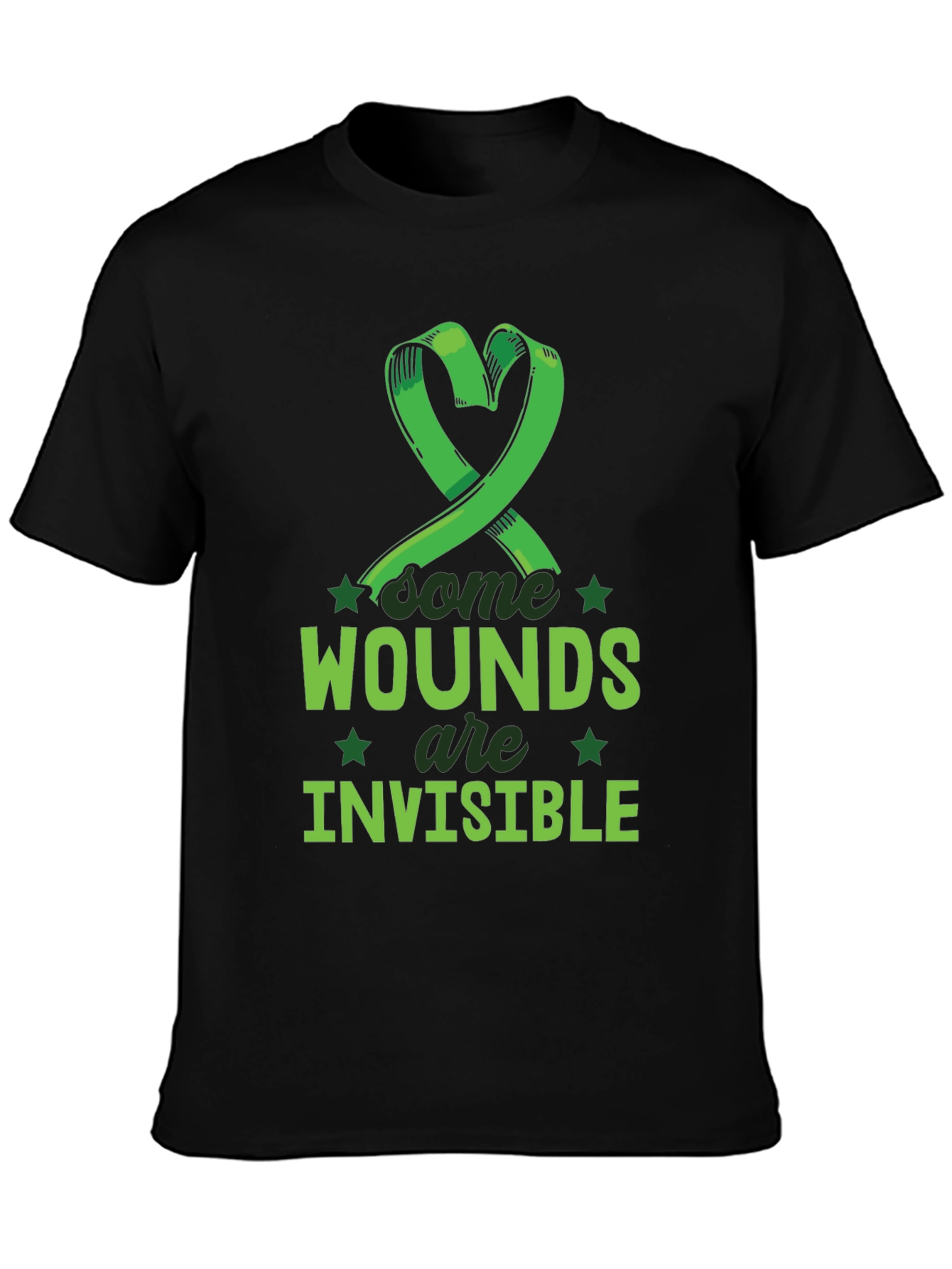 Black Invisible Wounds Awareness Tee view 3