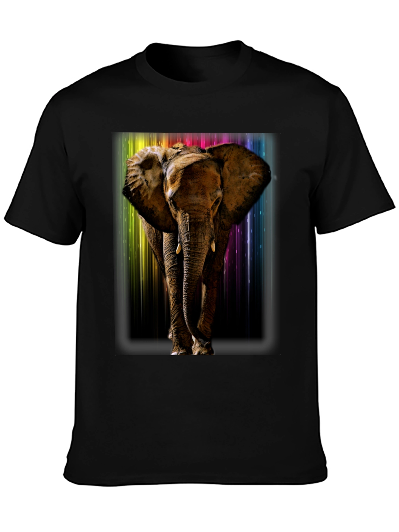 Black Elephant Rainbow T-Shirt - Men's Black Tee view 3