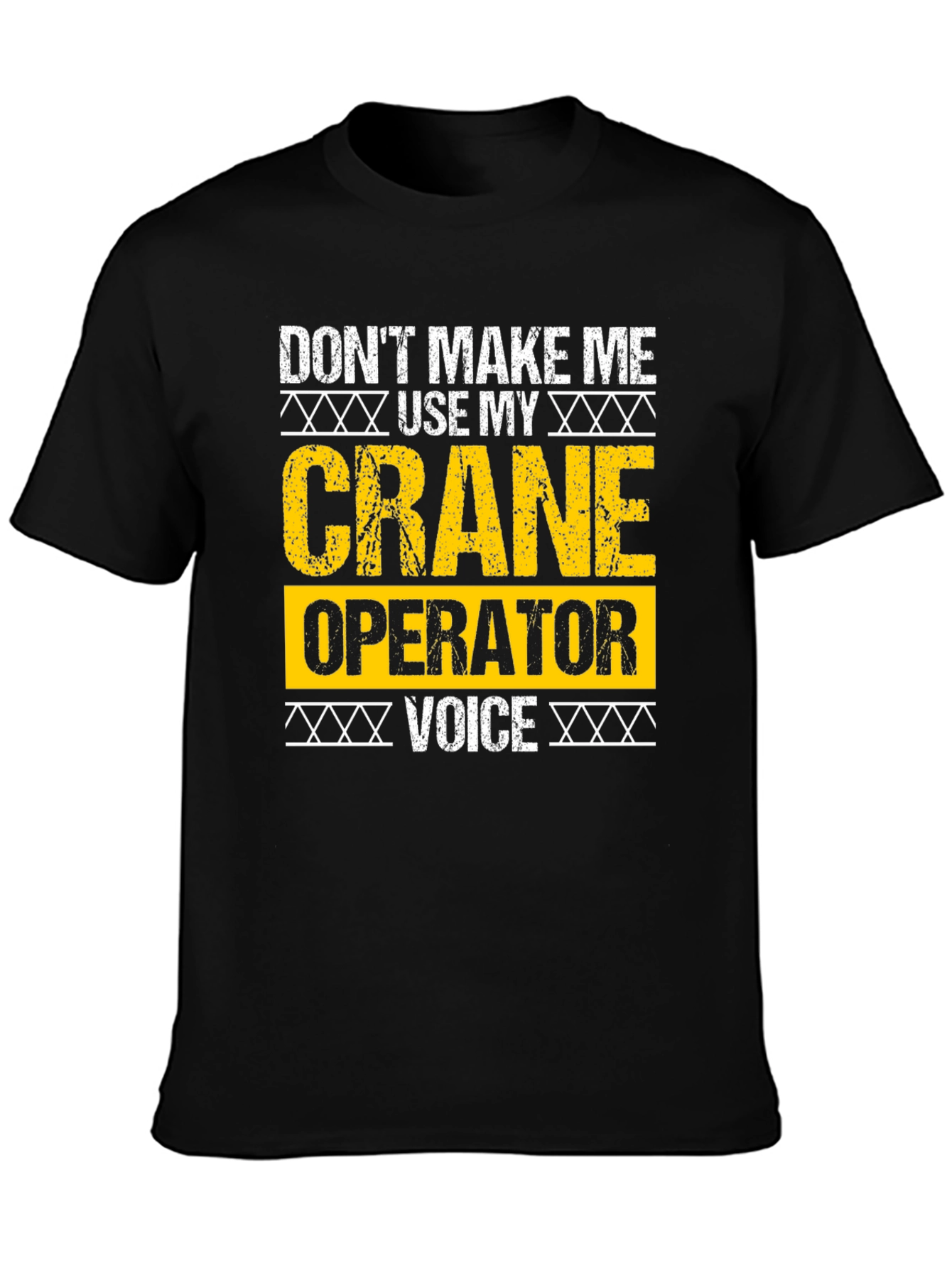 Black Crane Operator T-Shirt - Funny Voice Warning view 3