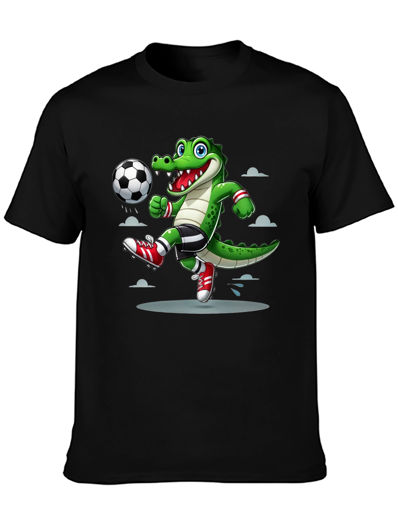 Black Alligator Soccer T-Shirt - Cool Sports Graphic Tee view 3