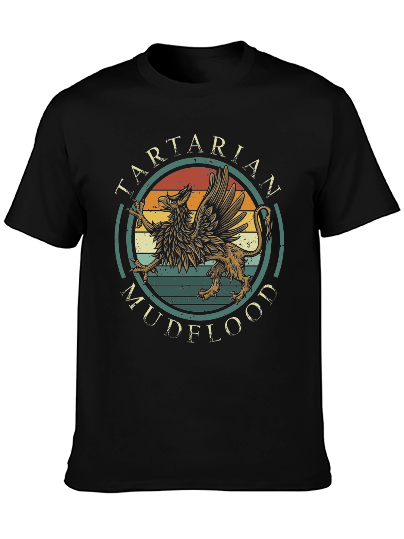 Black Tartarian Mudflood Griffin Graphic Tee - Vintage Style view 3