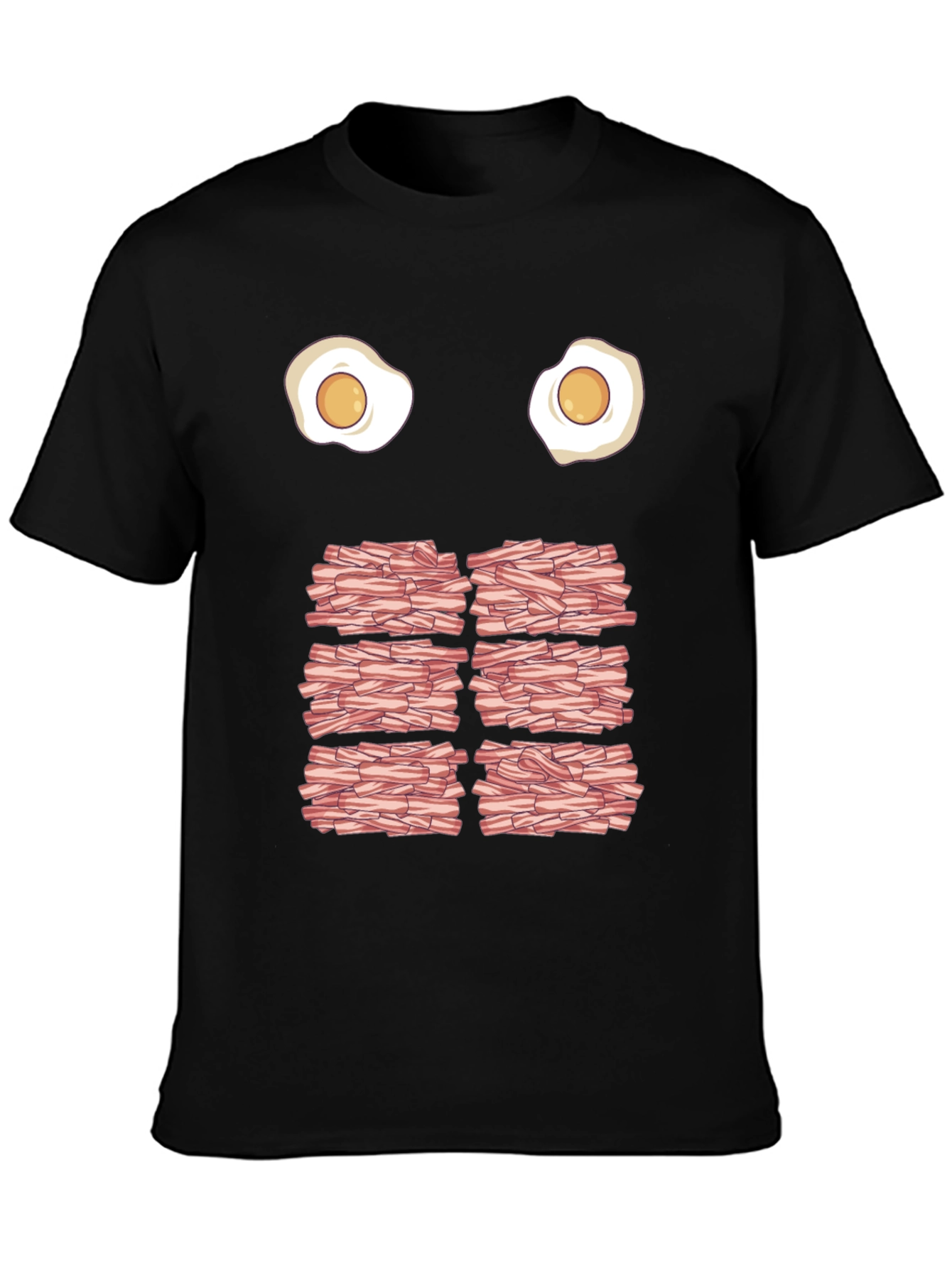 Black Funny Eggs and Bacon Graphic T-Shirt view 3