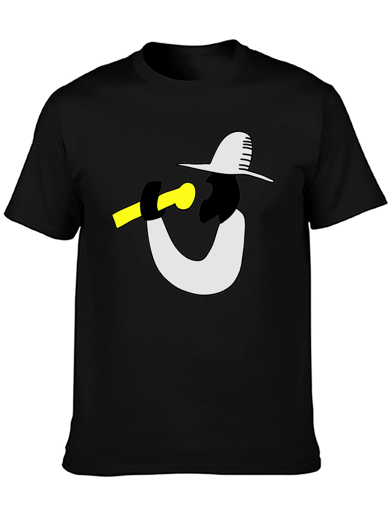 Black Cool Graphic Tee - Musician with Hat view 3