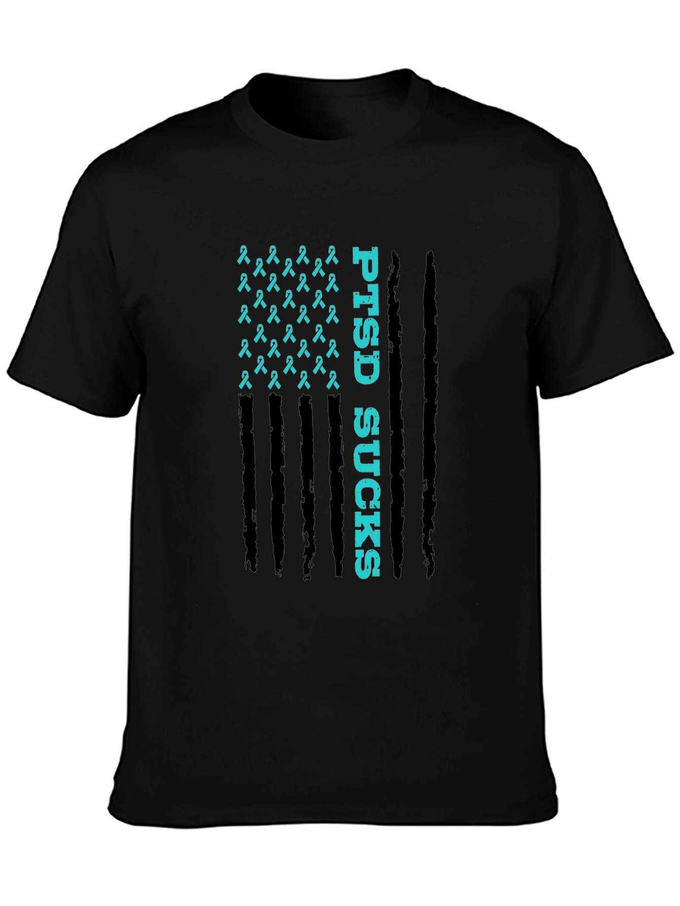 PTSD Awareness Ribbon Flag Graphic T-Shirt - 3