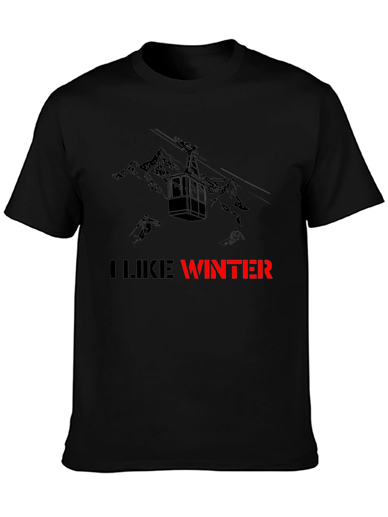 Black I Like Winter Graphic Tee - Black view 3