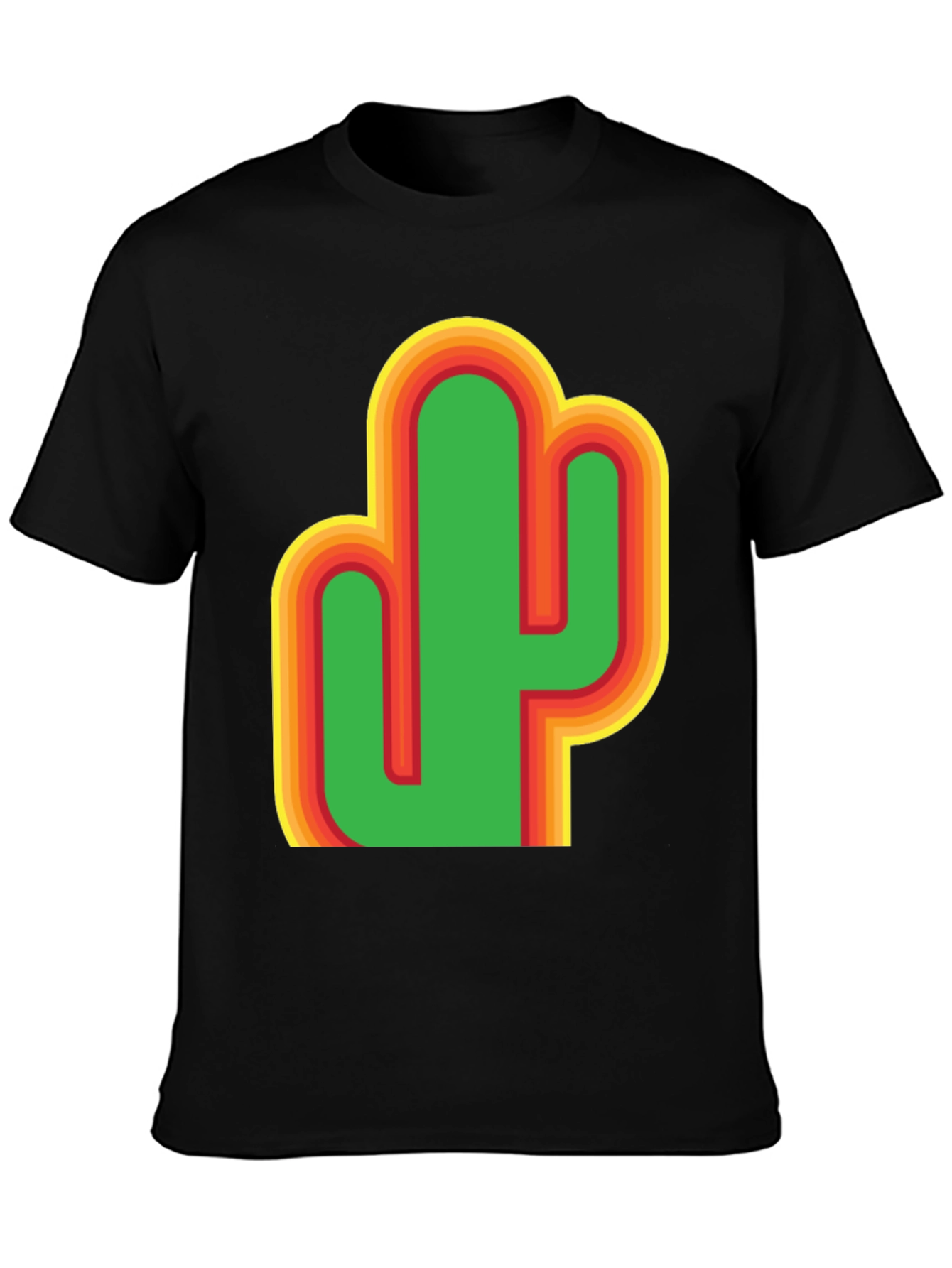 Black Retro Cactus Graphic T-Shirt view 3