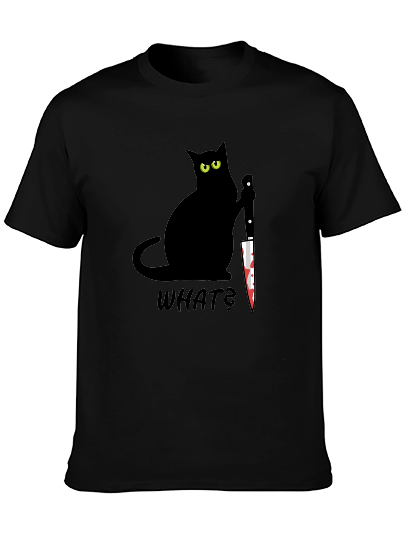 Black Black Cat What? Bloody Knife Graphic Tee view 3