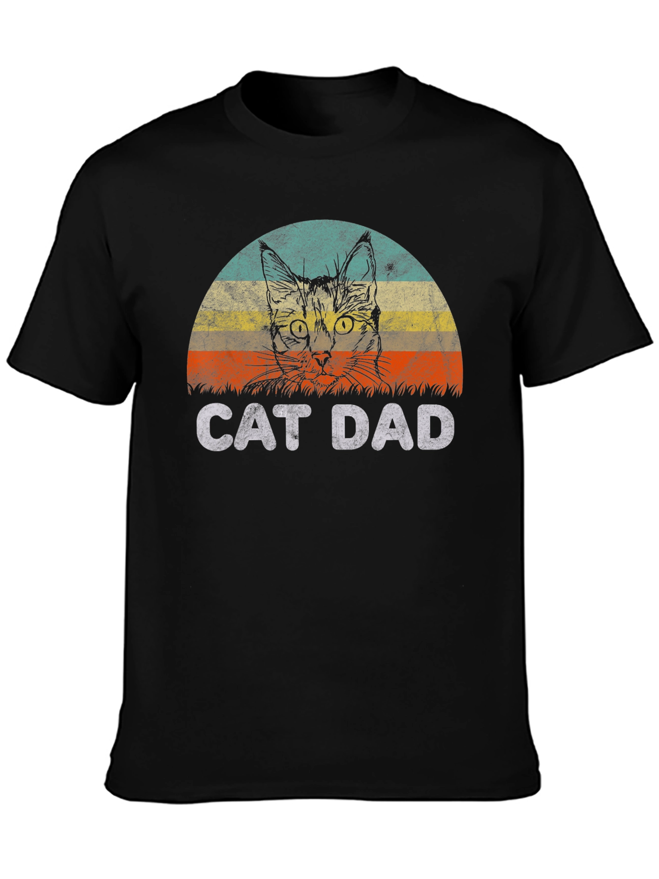 Black Cat Dad Graphic T-Shirt - Vintage Style view 3