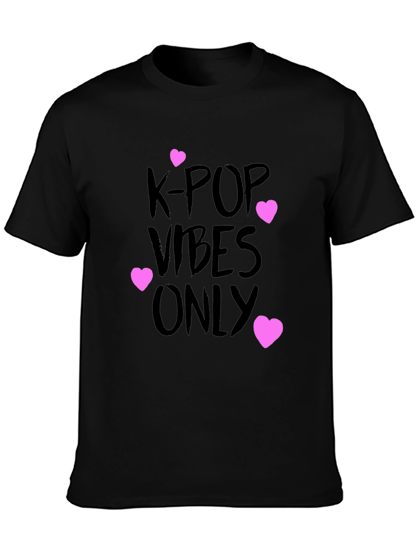 Black K-Pop Vibes Only Graphic Tee - Black view 3