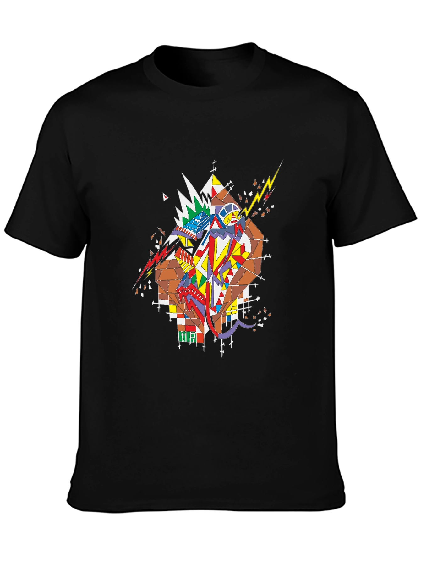 Black Abstract Graphic Print Black T-Shirt view 3