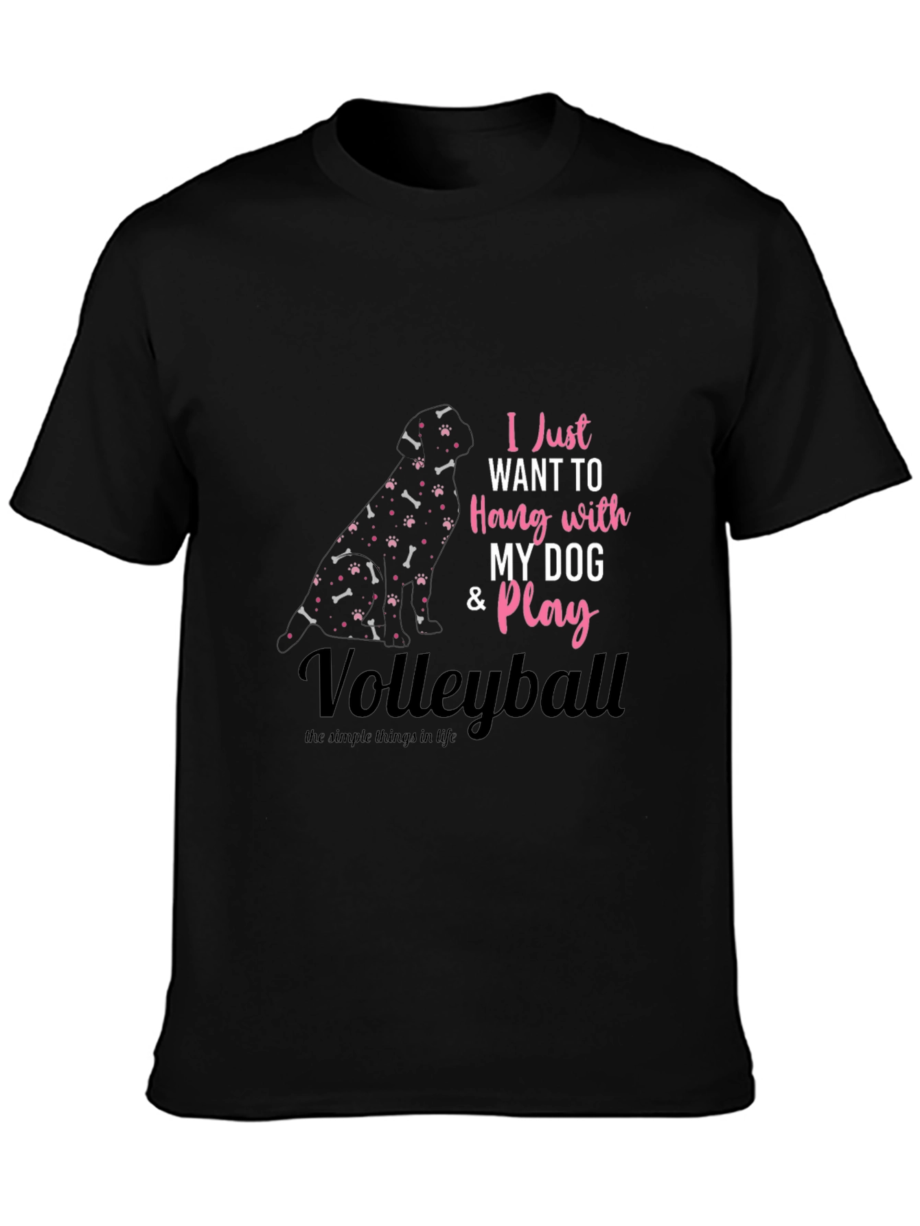 Black Dog Lover Volleyball T-Shirt - Black view 3