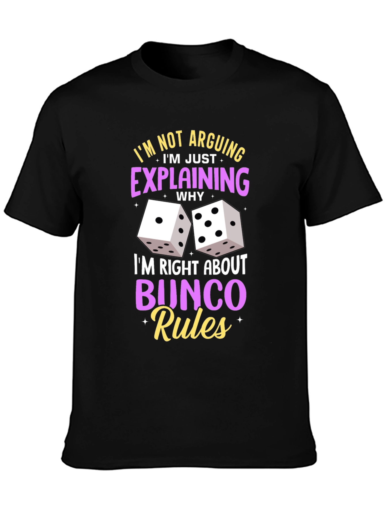 Black Bunco Rules Graphic T-Shirt - Funny Game Night Tee view 3