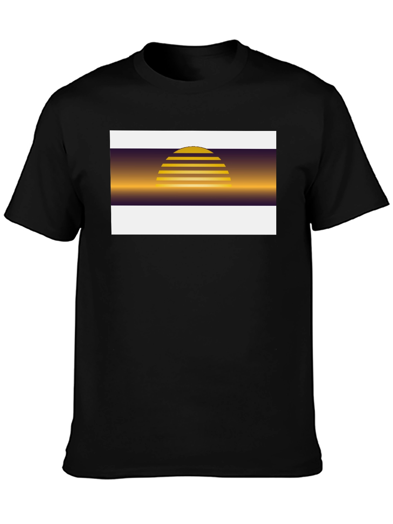 Black Retro Sunset Graphic Tee - Black Cotton Blend view 3