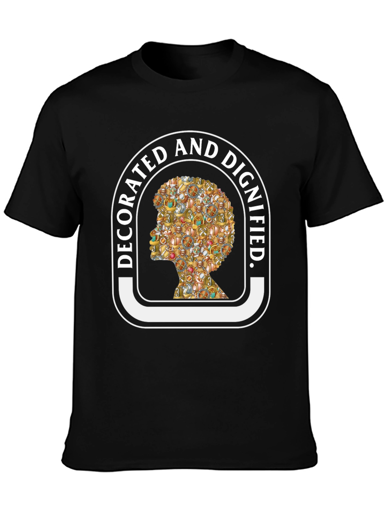 Black Decorated & Dignified T-Shirt - Unisex Black Tee view 3