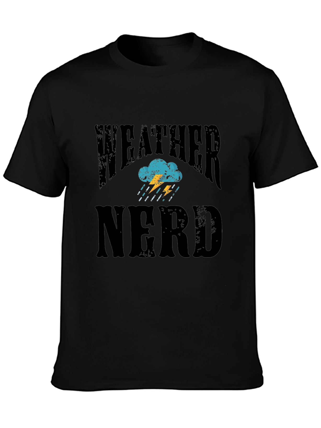 Black Weather Nerd T-Shirt - Black Cotton Tee view 3