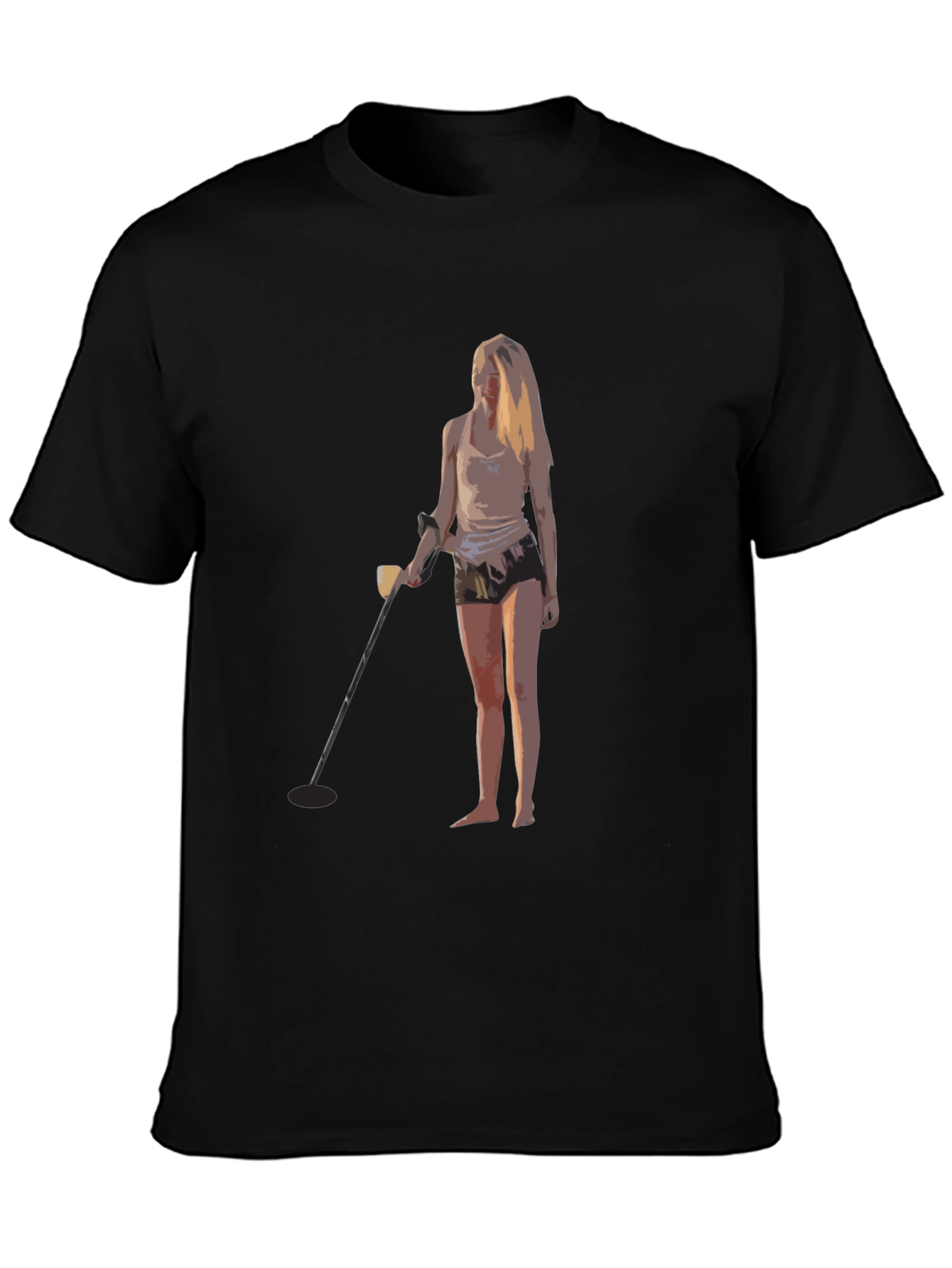 Black Metal Detecting Girl Graphic T-Shirt - Black view 3