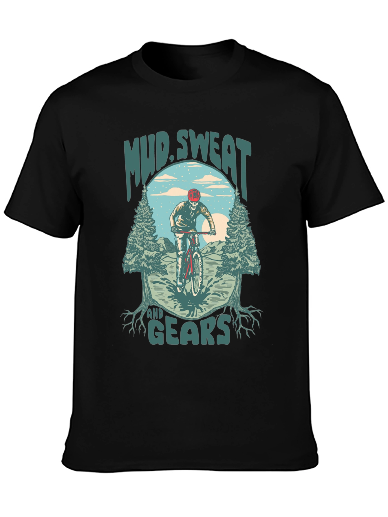 Black Mud Sweat and Gears Mountain Bike Graphic T-Shirt view 3