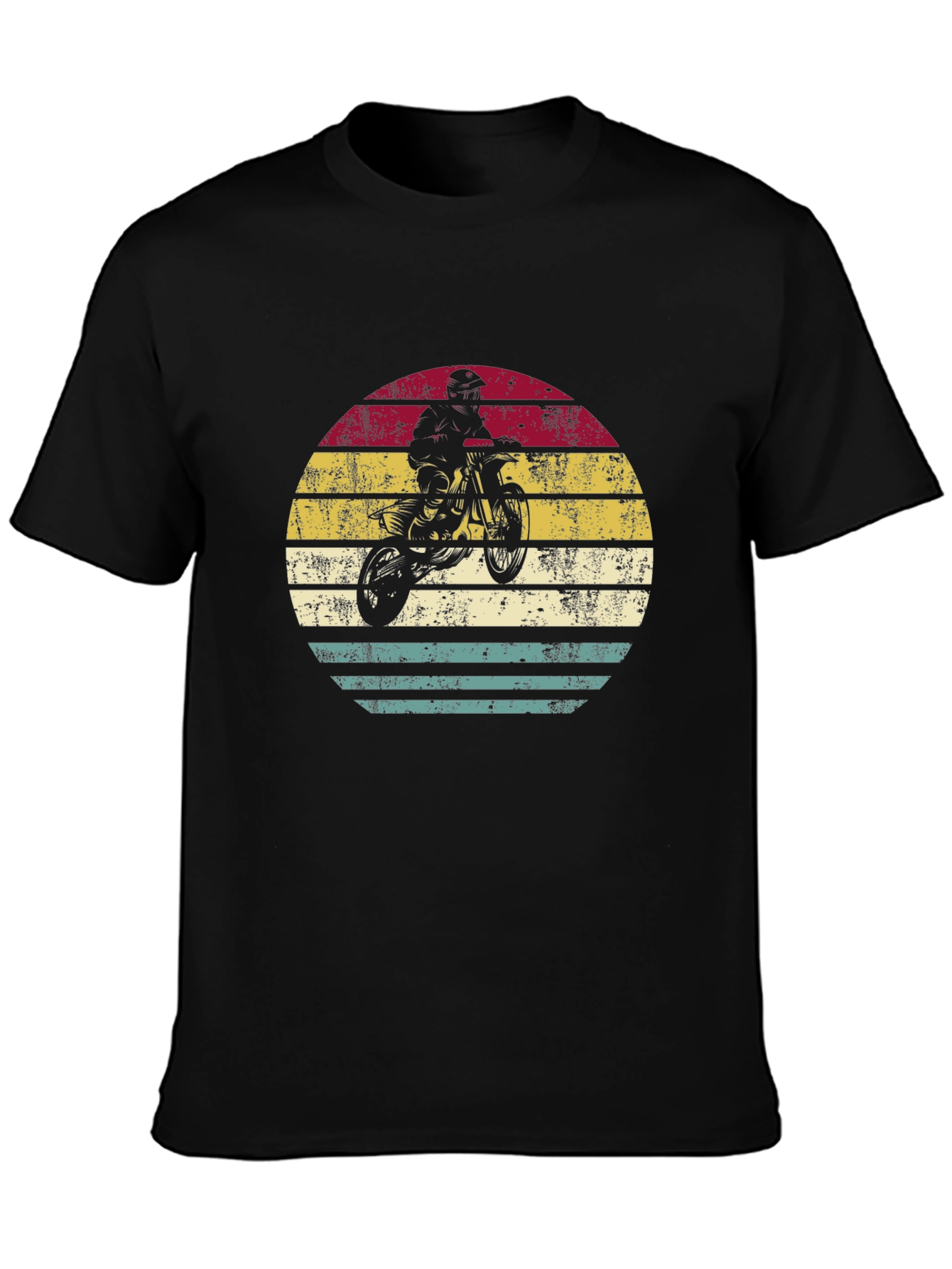 Black Retro Motocross T-Shirt - Vintage Style Bike Graphic Tee view 3