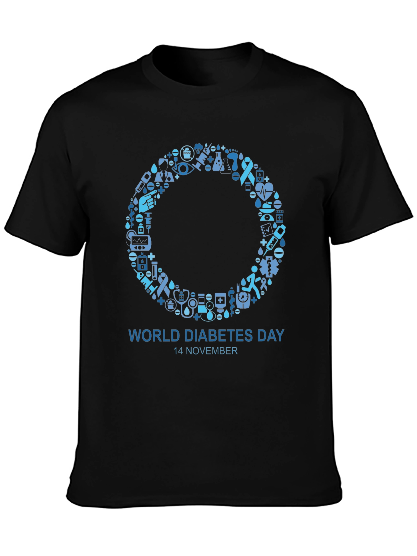 Black World Diabetes Day Awareness T-Shirt view 3