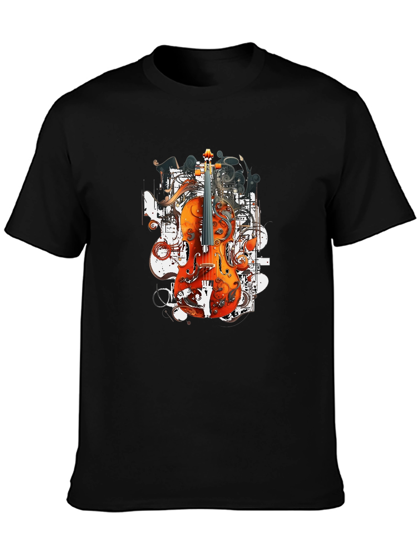 Black Orchestral Ink T-Shirt - Artistic Music Tee view 3