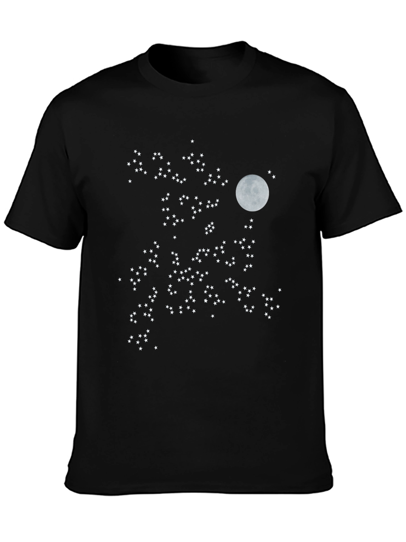 Black Starry Night T-Shirt - Moon & Stars Design view 3