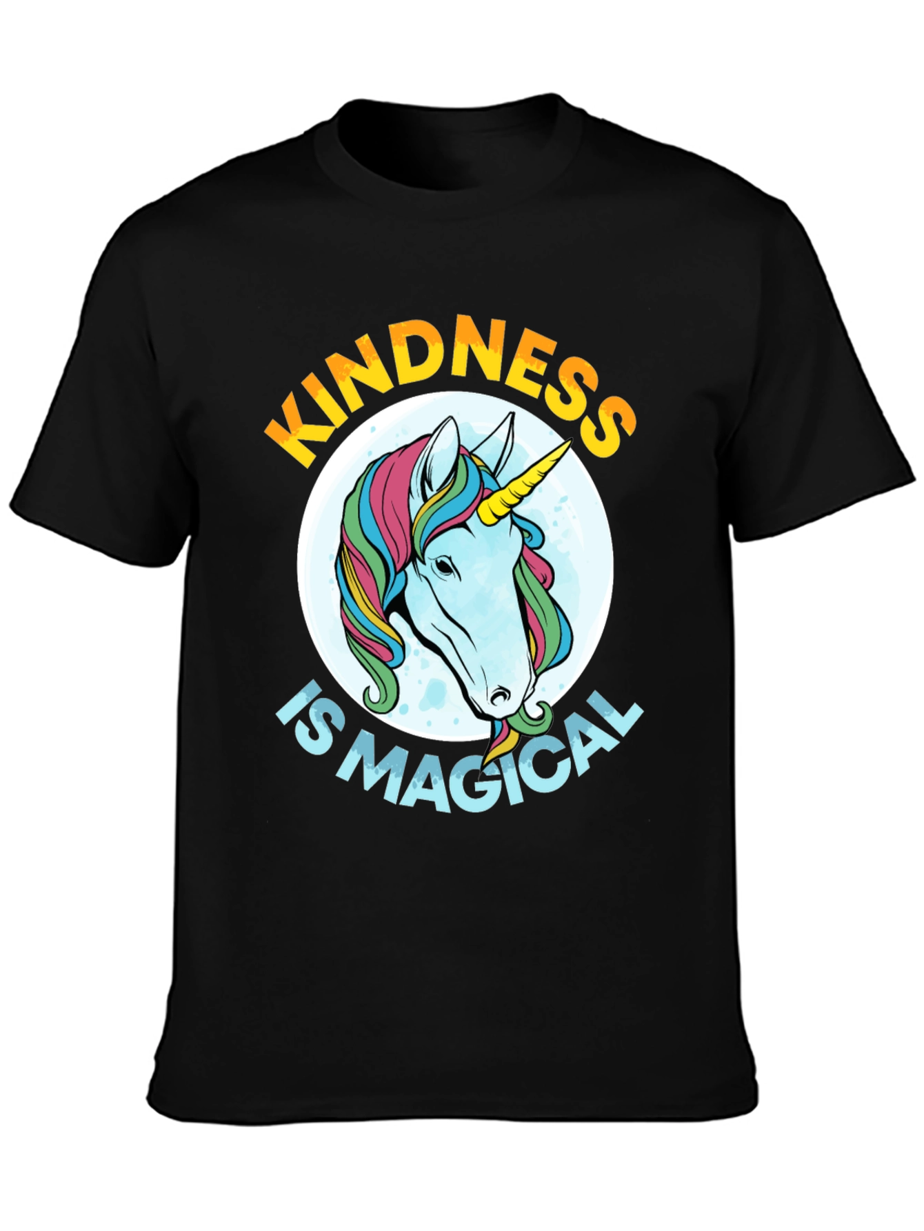 Black Kindness is Magical Unicorn Graphic Tee - Black view 3