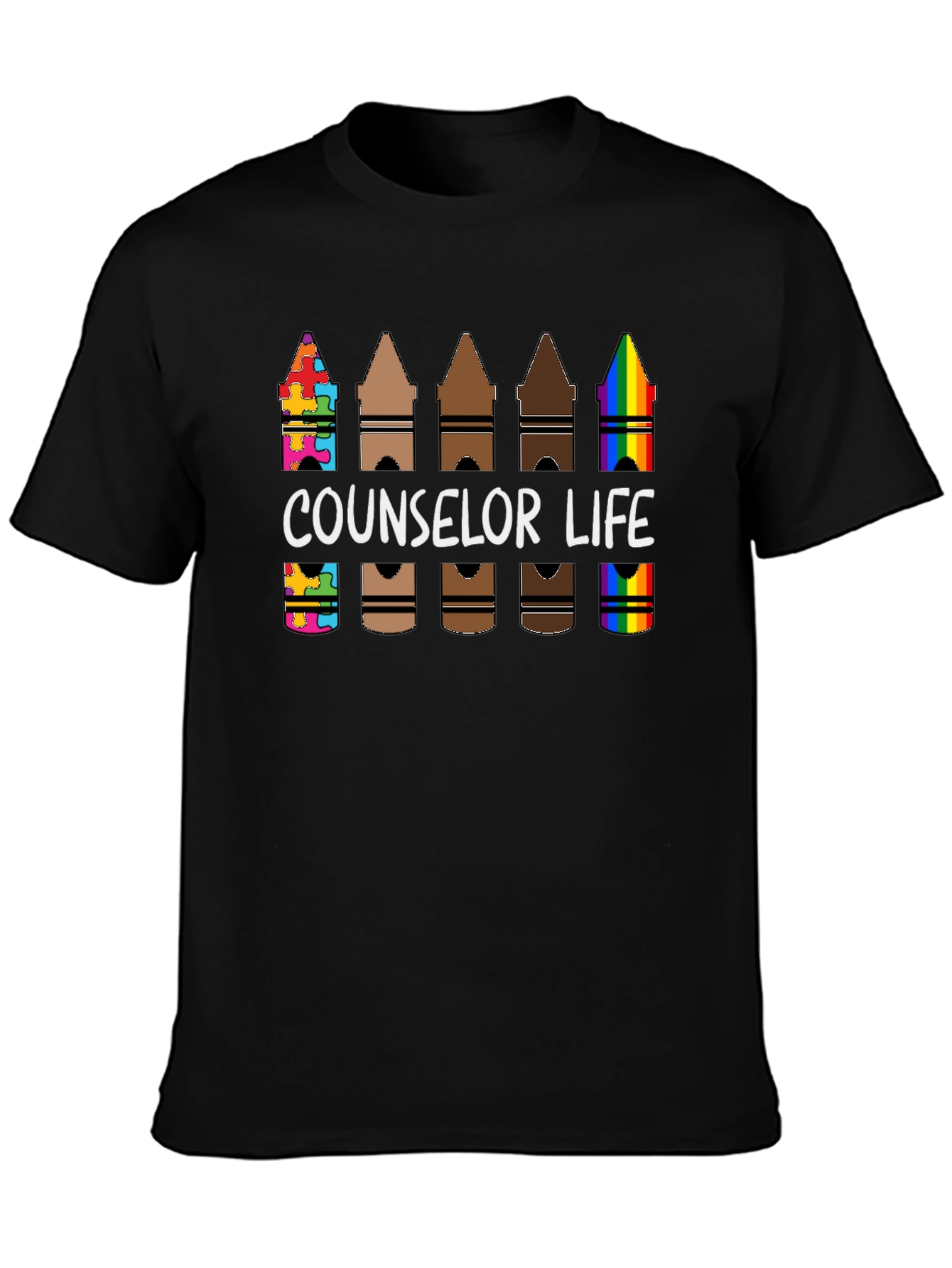 Black Counselor Life Crayon T-Shirt view 3
