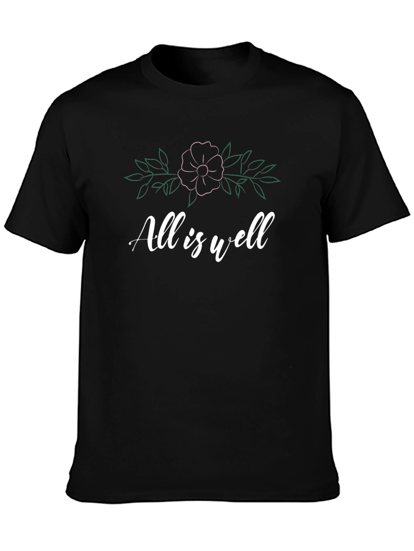 Black All is Well Floral Graphic Tee - Stylish Comfort view 3