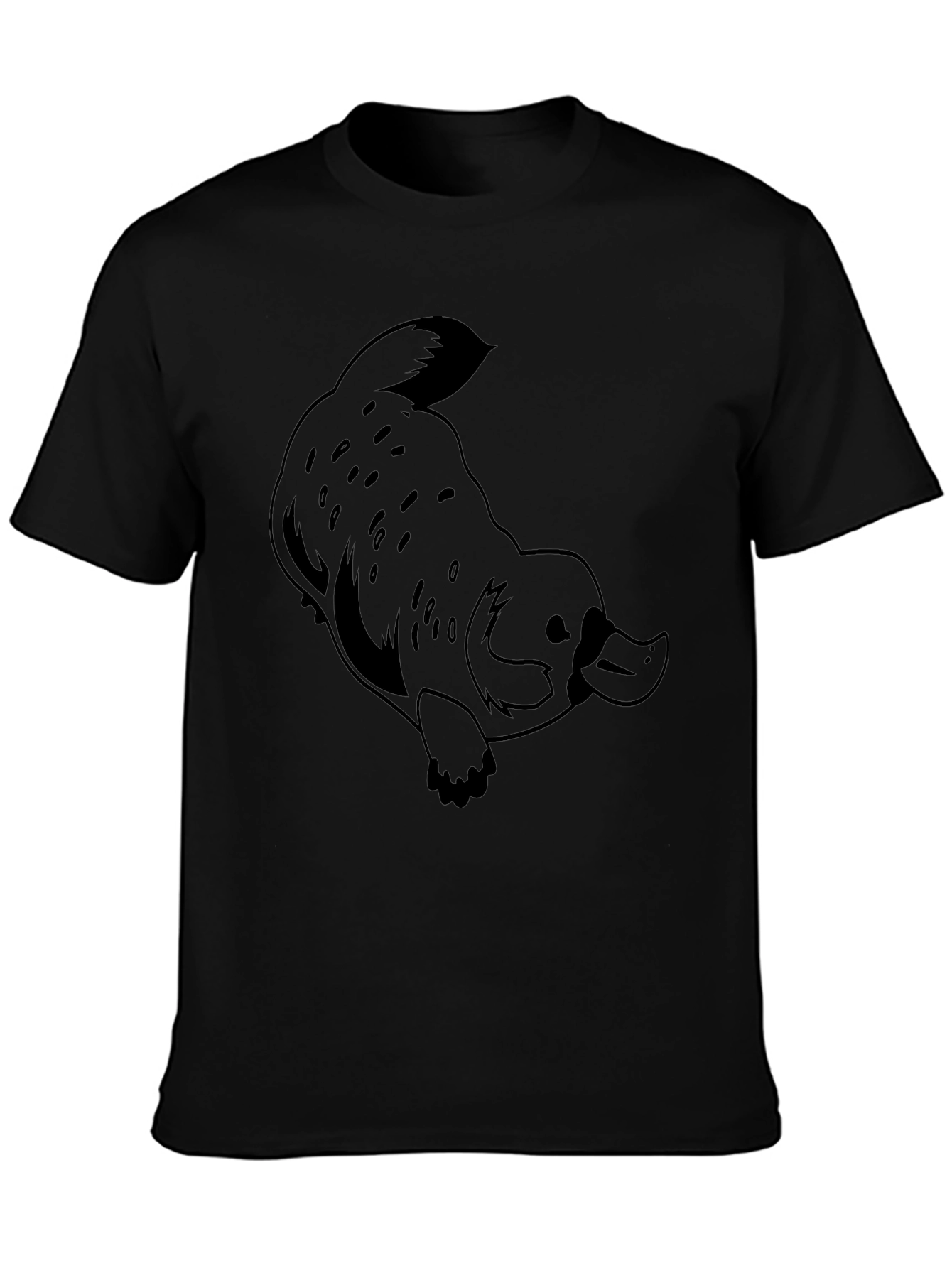 Black Black Platypus Graphic T-Shirt - Men's Casual Tee view 3
