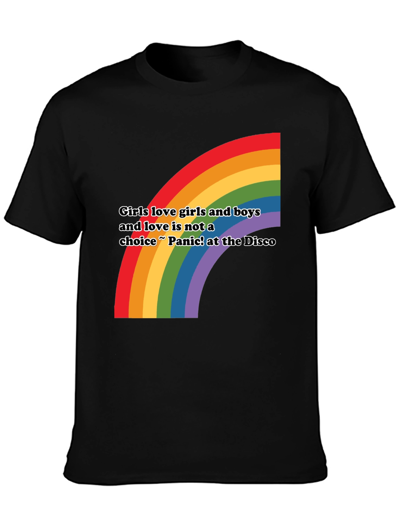 Black Rainbow Love T-Shirt - Girls Love Girls and Boys LGBTQ+ Pride view 3