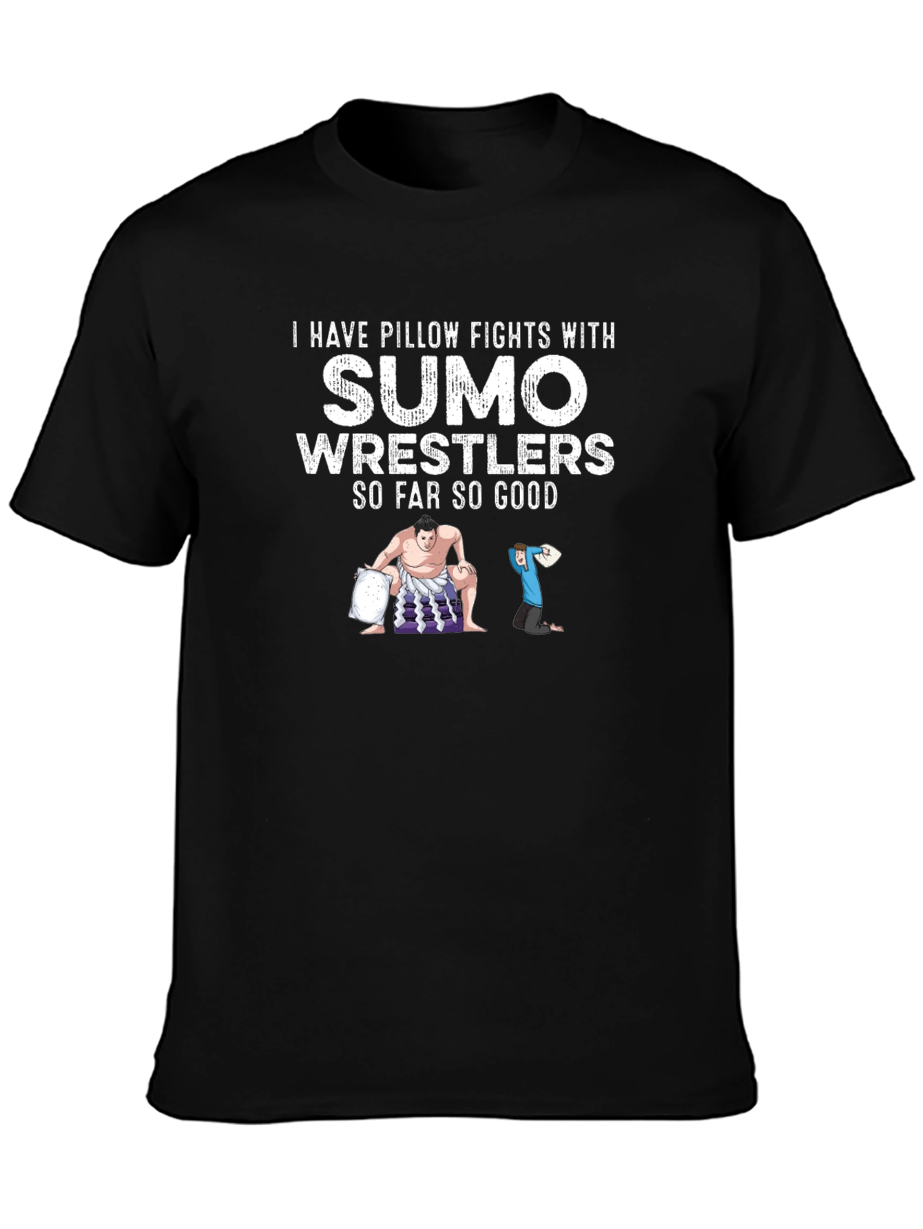 Black Sumo Wrestler Pillow Fight Graphic Tee view 3