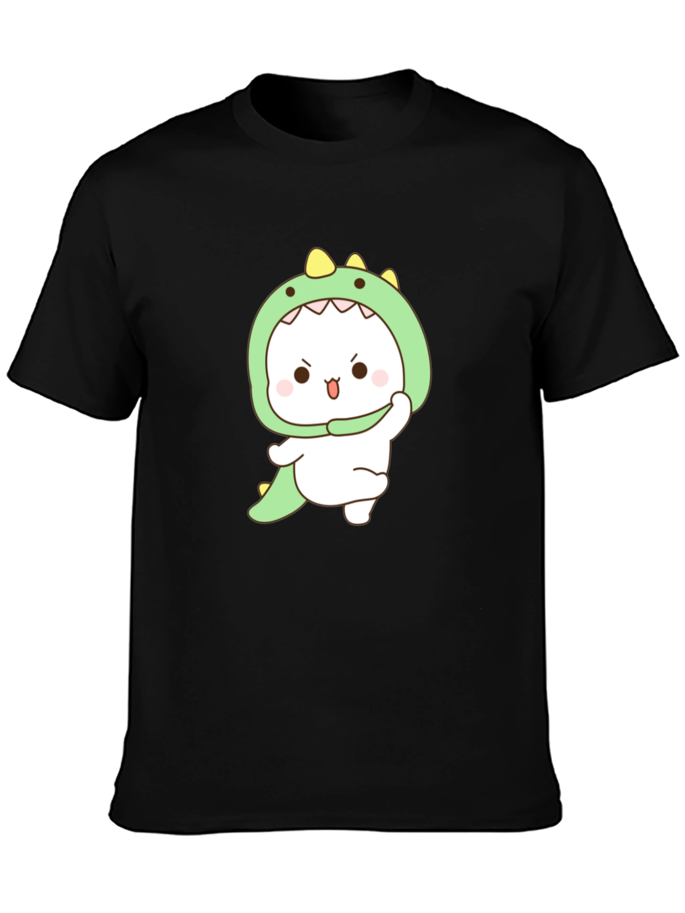 Black Cute Dinosaur Costume Graphic T-Shirt view 3