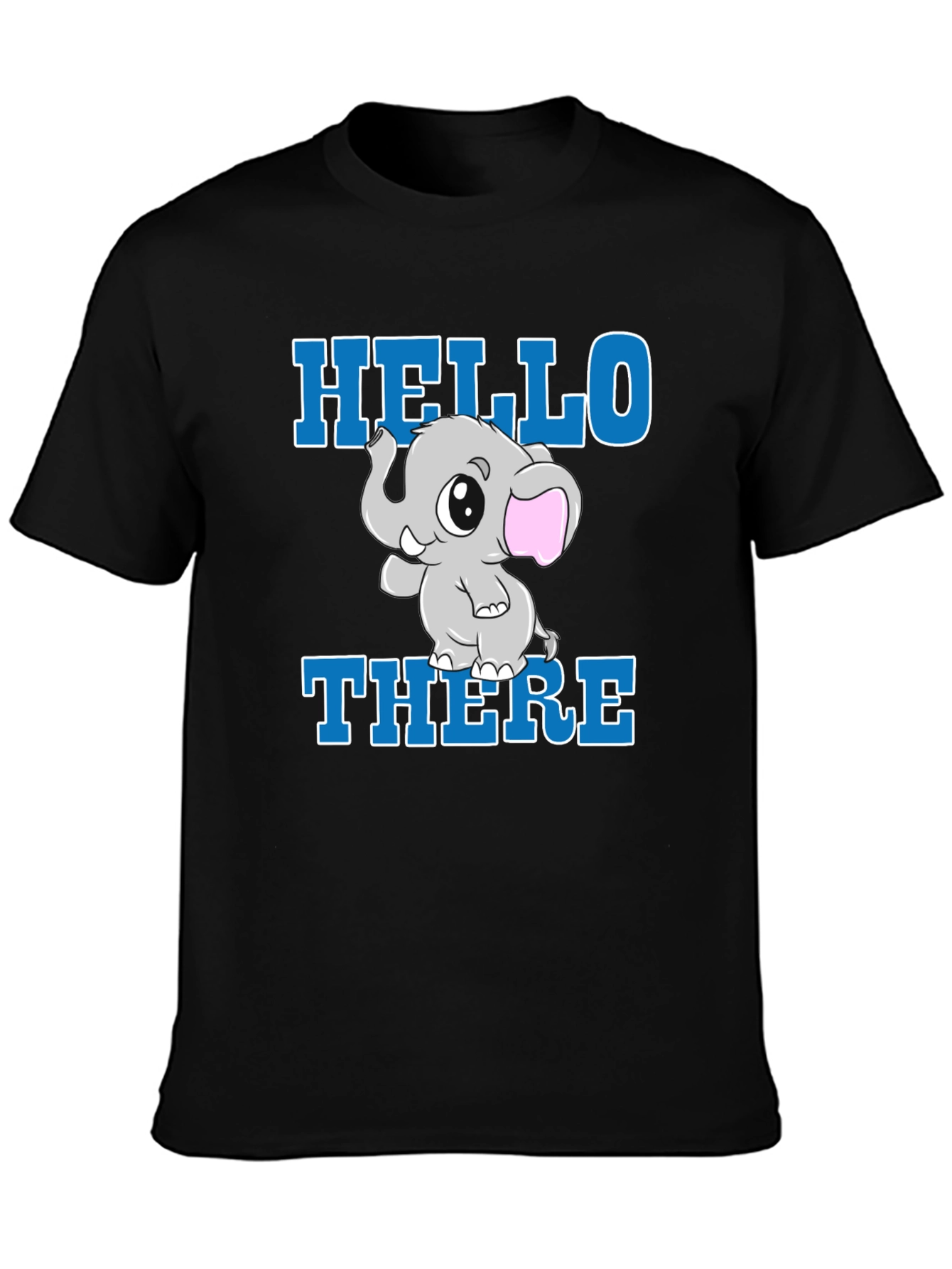 Black Cute Elephant Graphic T-Shirt - Hello There! view 3