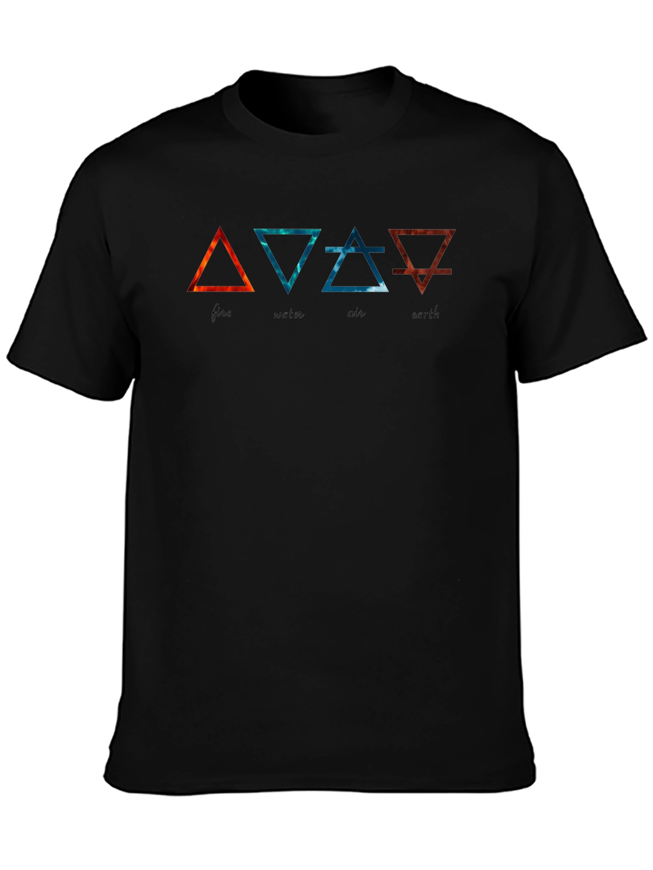 Black Elemental Symbol T-Shirt - Fire, Water, Air, Earth Graphic Tee view 3