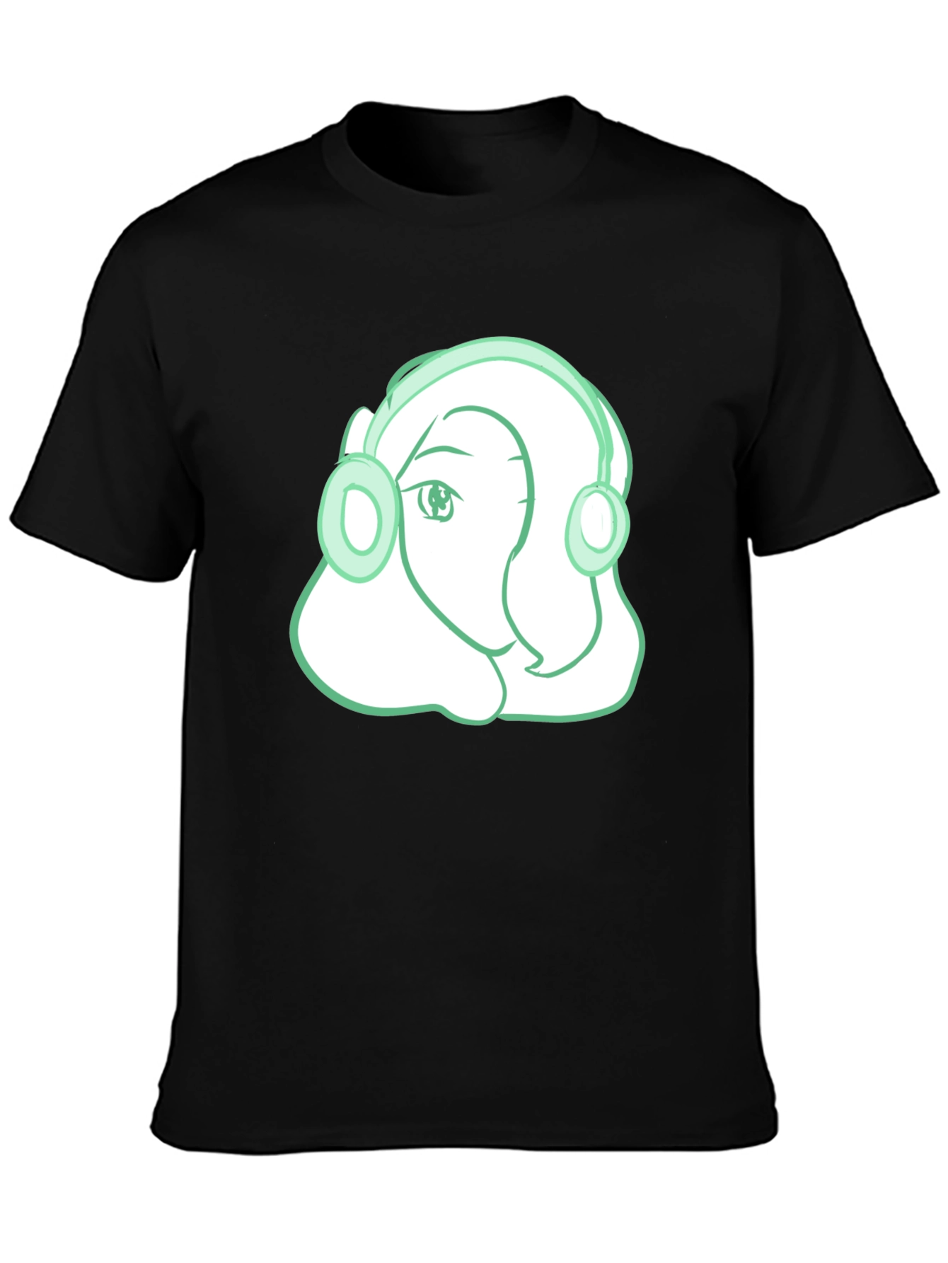 Black Headphone Girl Graphic T-Shirt - Trendy Black Tee view 3
