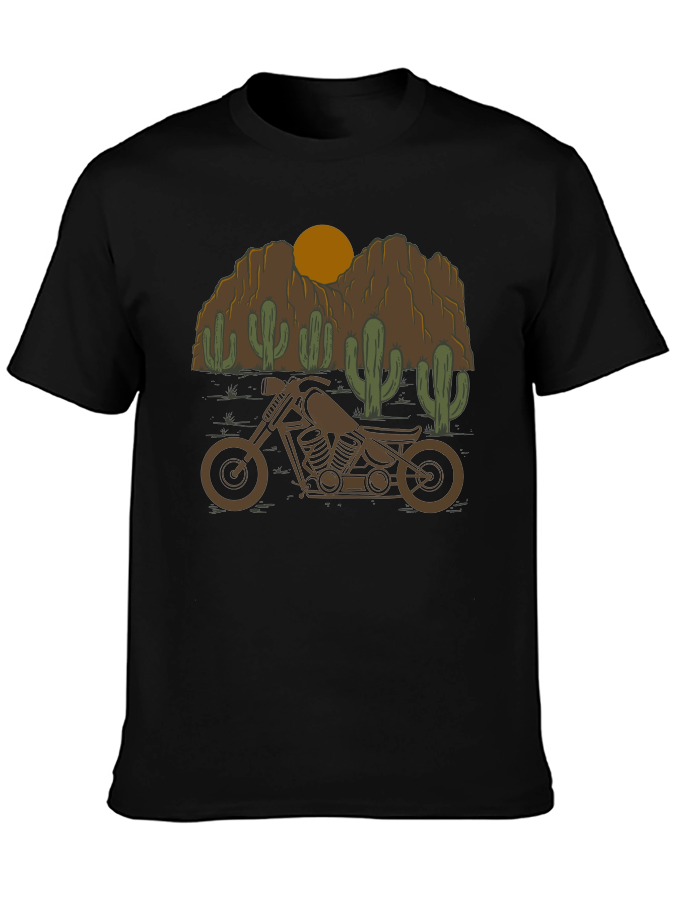 Black Motorcycle Desert Graphic Tee view 3