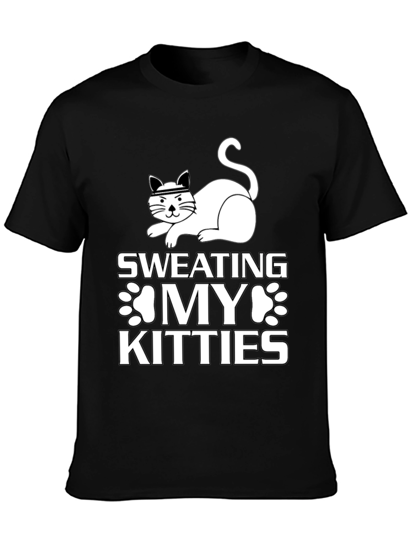 Black Sweating My Kitties Black Graphic Tee view 3