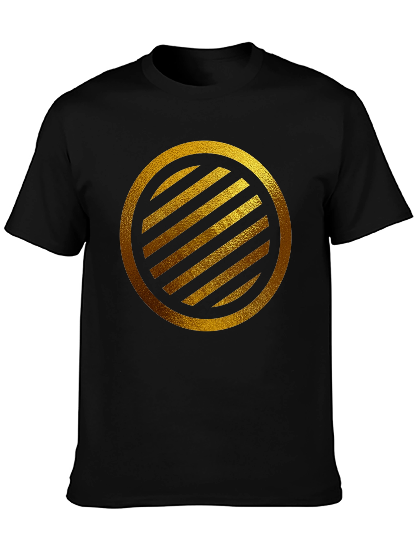 Gold Striped Circle on Black T-Shirt - 3