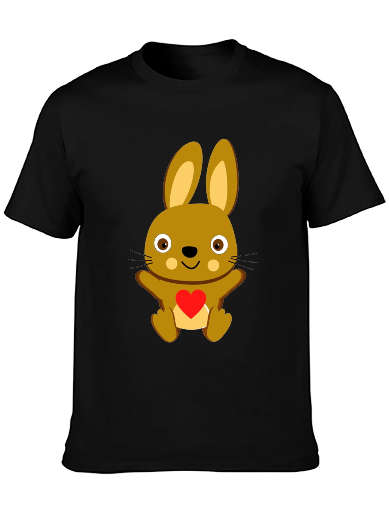 Black Cute Bunny Heart T-Shirt - Black view 3