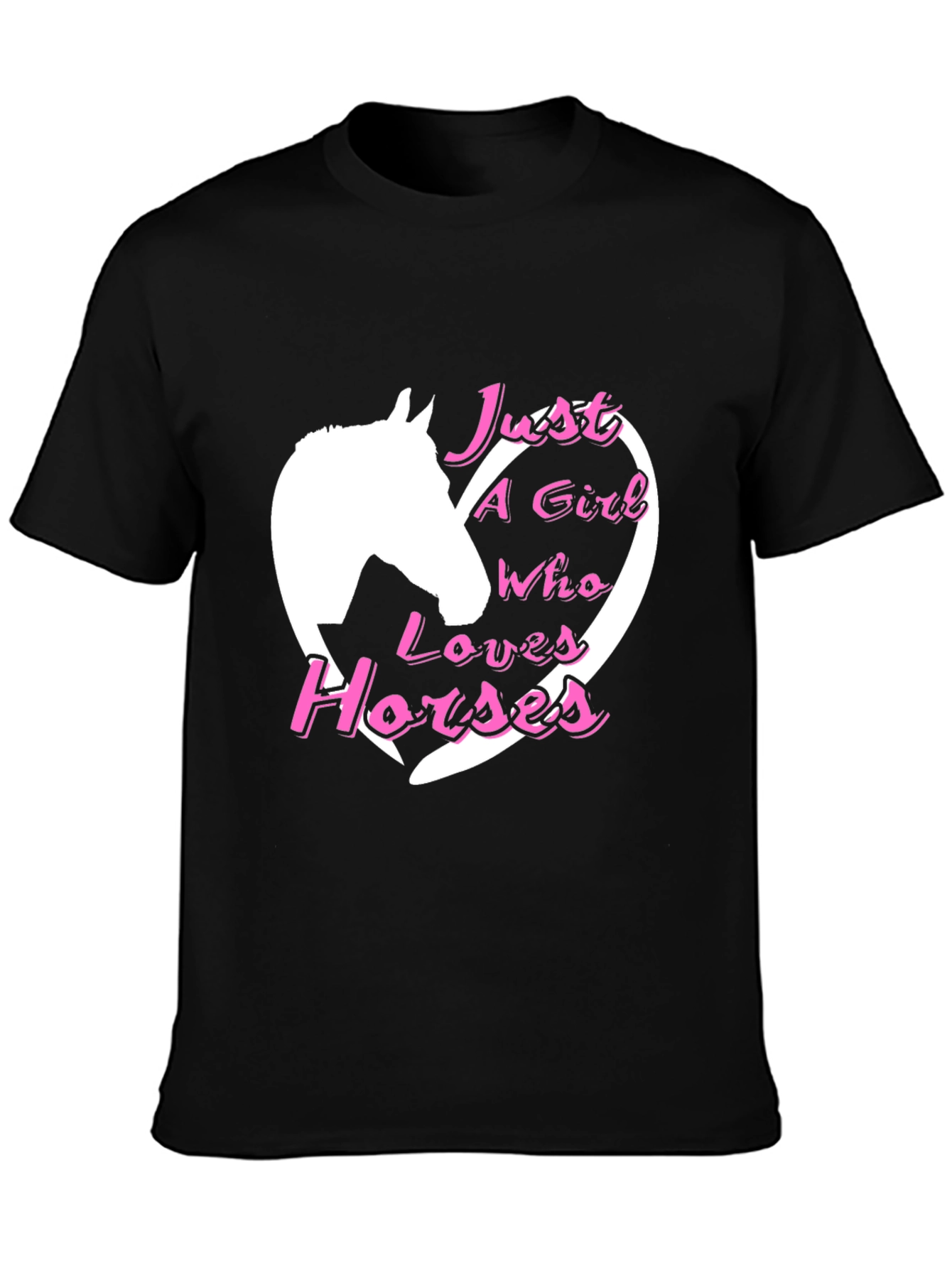 Black Just A Girl Who Loves Horses Black T-Shirt view 3