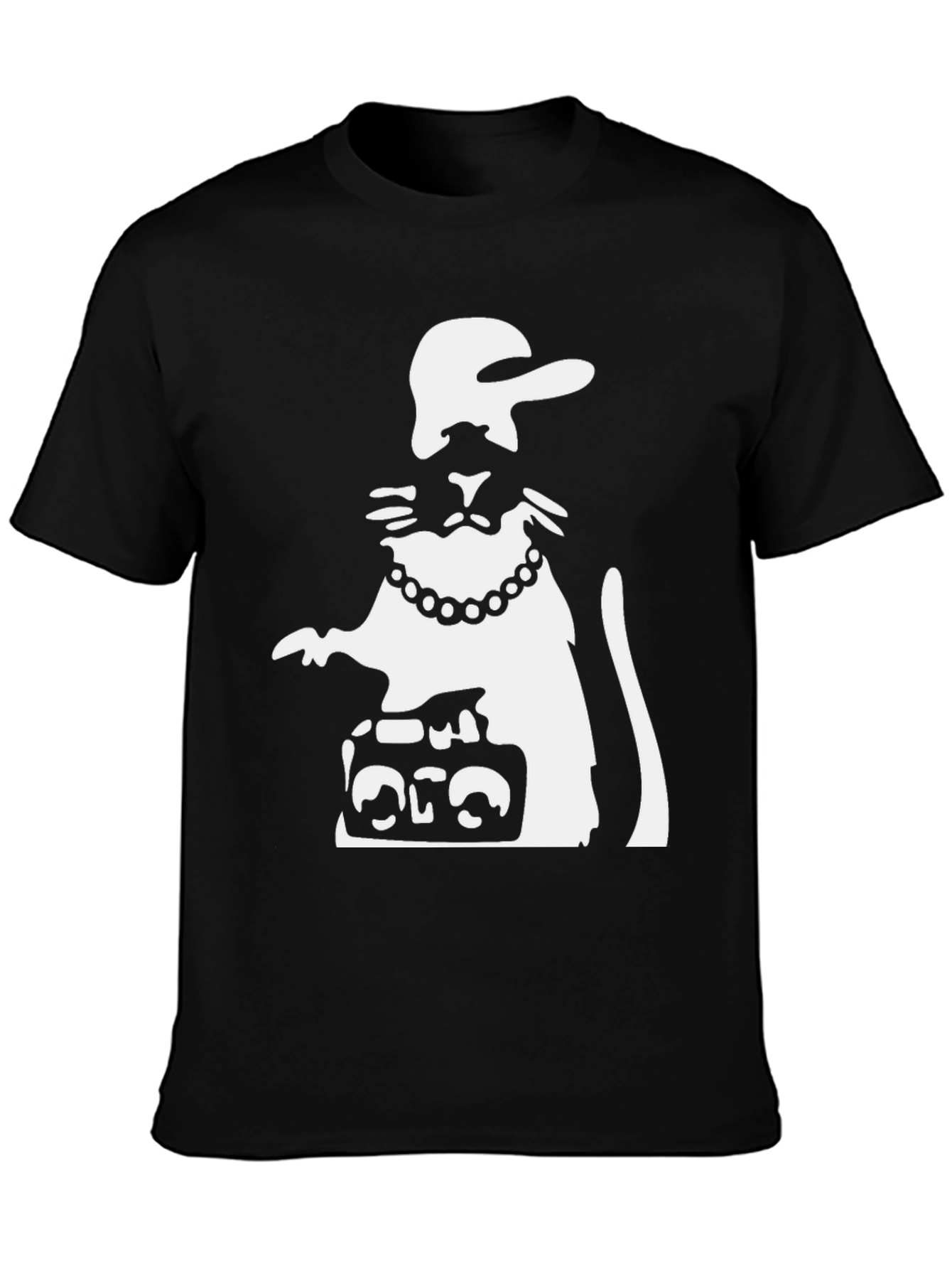 Black Rat Boombox Graphic Tee - Streetwear Cool view 3
