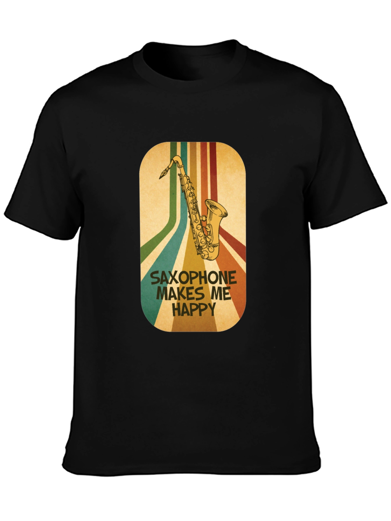 Black Saxophone Makes Me Happy Graphic Tee view 3
