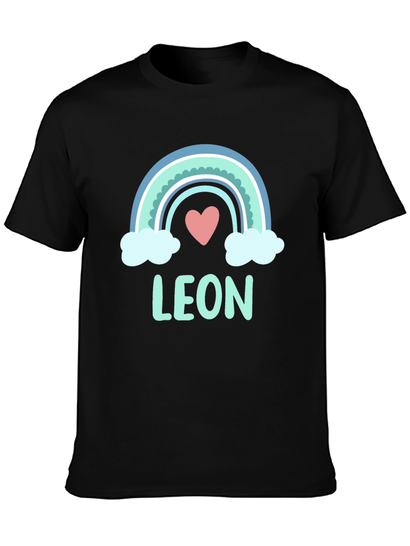 Black Cute Rainbow Leon T-Shirt - Custom Name Tee view 3