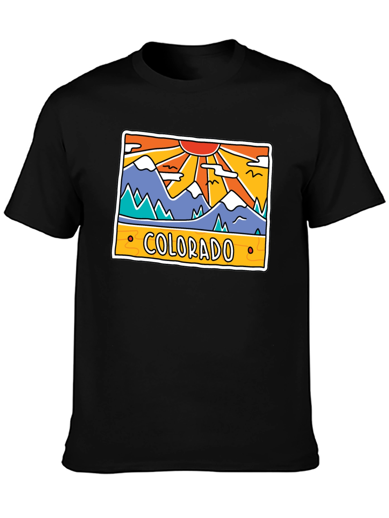 Black Colorado Mountain Graphic T-Shirt - Retro Style view 3