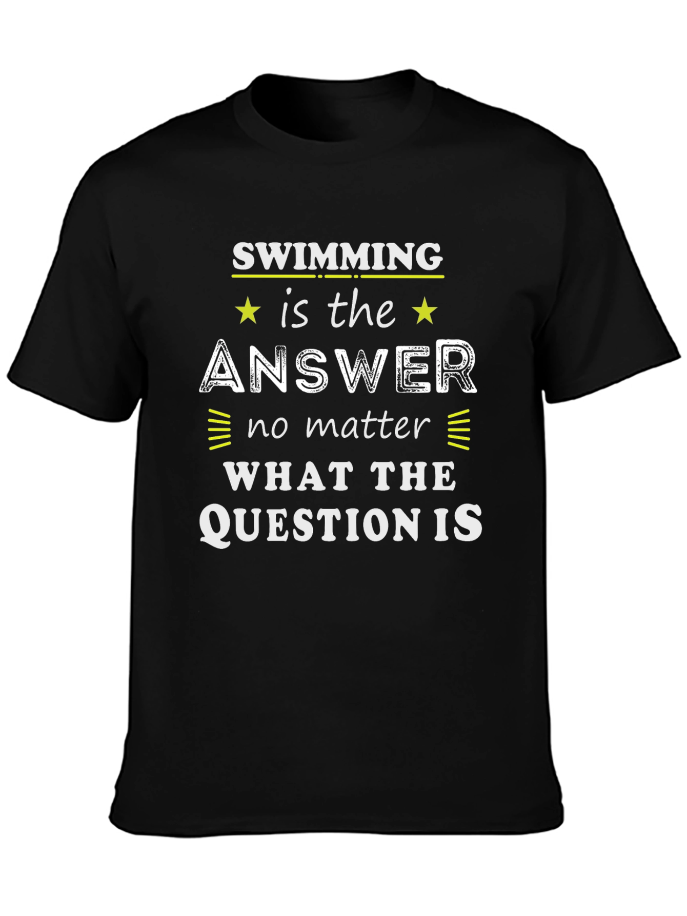 Black Swimming is the Answer T-Shirt - Funny Swimmer Tee view 3