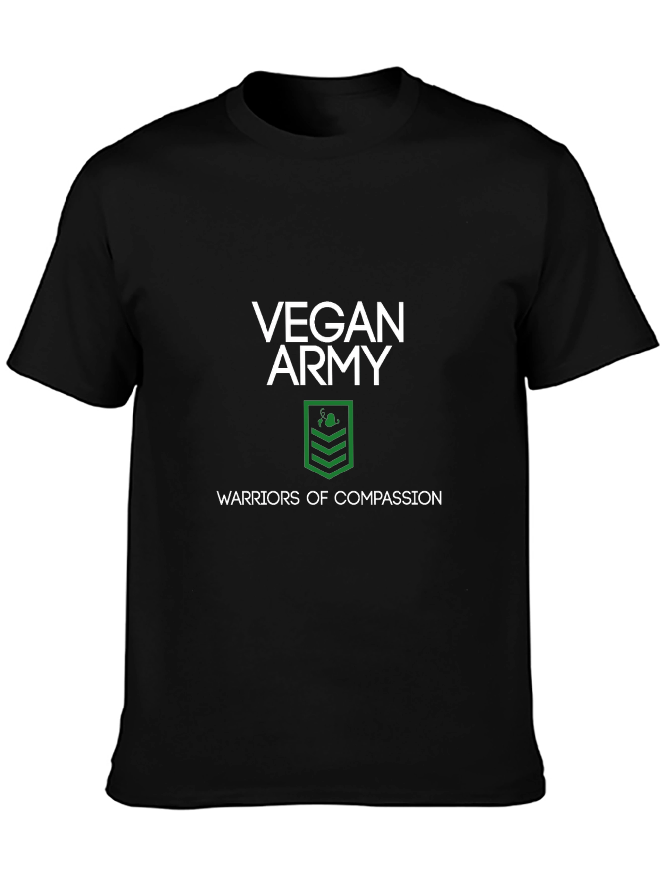 Black Vegan Army T-Shirt: Warriors of Compassion view 3